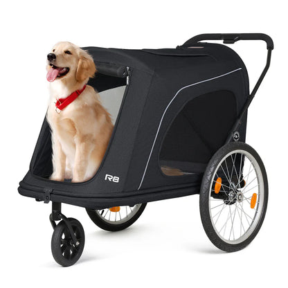 Beberoad R8 Large Dog Stroller & Bike Trailer – Foldable Pet Pushchair for Large Pets Non electric bikes only