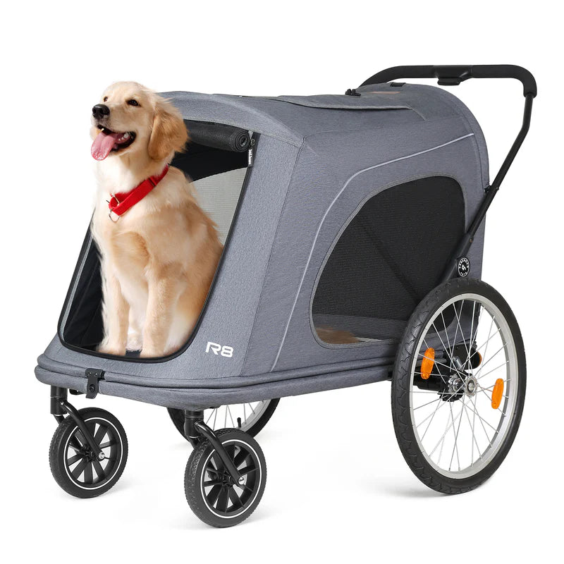 Beberoad R8 Large Dog Stroller & Bike Trailer – Foldable Pet Pushchair for Large Pets Non electric bikes only