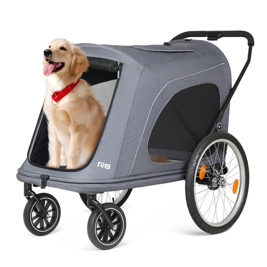 Beberoad R8 Large Dog Stroller & Bike Trailer – Foldable Pet Pushchair for Large Pets Non electric bikes only