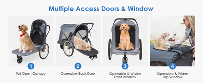 Beberoad R8 Large Dog Stroller & Bike Trailer – Foldable Pet Pushchair for Large Pets Non electric bikes only