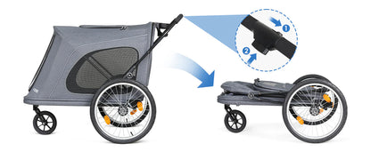 Beberoad R8 Large Dog Stroller & Bike Trailer – Foldable Pet Pushchair for Large Pets Non electric bikes only