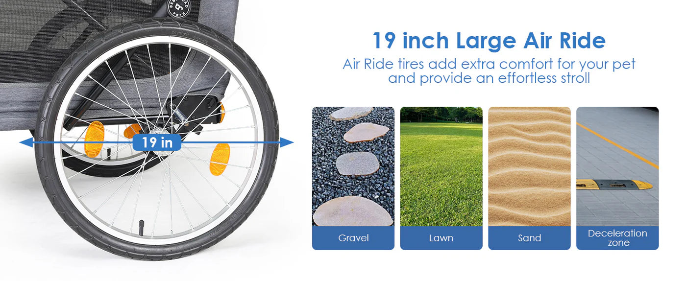 Beberoad R8 Large Dog Stroller & Bike Trailer – Foldable Pet Pushchair for Large Pets Non electric bikes only
