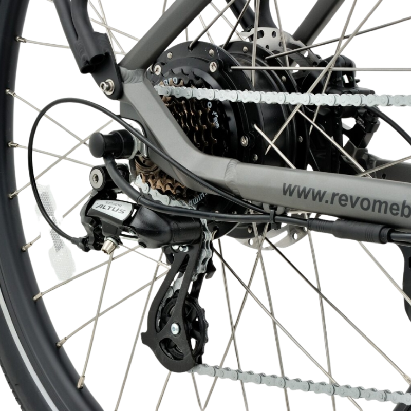 Shimano Acera 7-speed drivetrain on Revom U2 hybrid electric bike