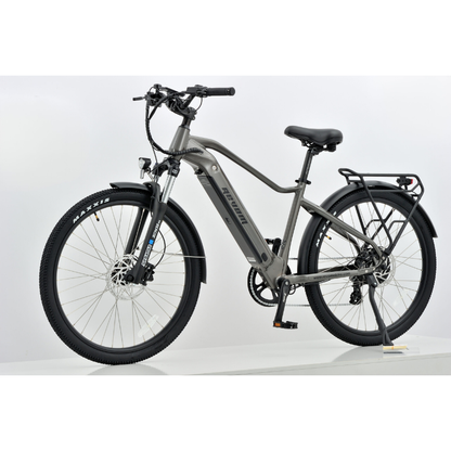 Revom U2 hybrid electric bike with suspension fork, hydraulic disc brakes and rear pannier rack