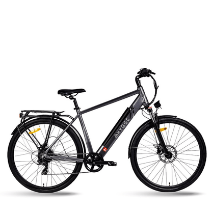 GRAPHITE GREY HYGGE AARHUS RIGHT SIDE PROFILE URBAN CROSSBAR EBIKE WITH WHITE BACKGROUND
