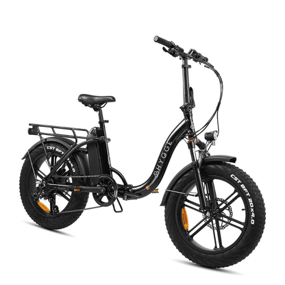 HYGGE Vester Step All Terrain Foldable Fat Tyres Electric Bike- Top Speed 15.5mph | 50mi Range | 48V Battery | 250W Power - Onyx Black