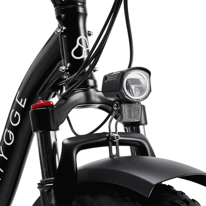 HYGGE Vester Step All Terrain Foldable Fat Tyres Electric Bike- Top Speed 15.5mph | 50mi Range | 48V Battery | 250W Power - Onyx Black