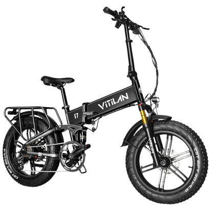 Vitilan I7 Pro 3.0 Folding Electric Bike – 750W Power, 48V 20Ah Samsung Battery, Fat Tyres