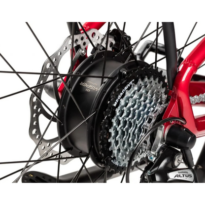 WISPER Wayfarer H7 Step-Through Electric Bike - Top Speed 15.5mph | 60-90mil Range | Hi Torque Hub-Drive | 250W Power - Red