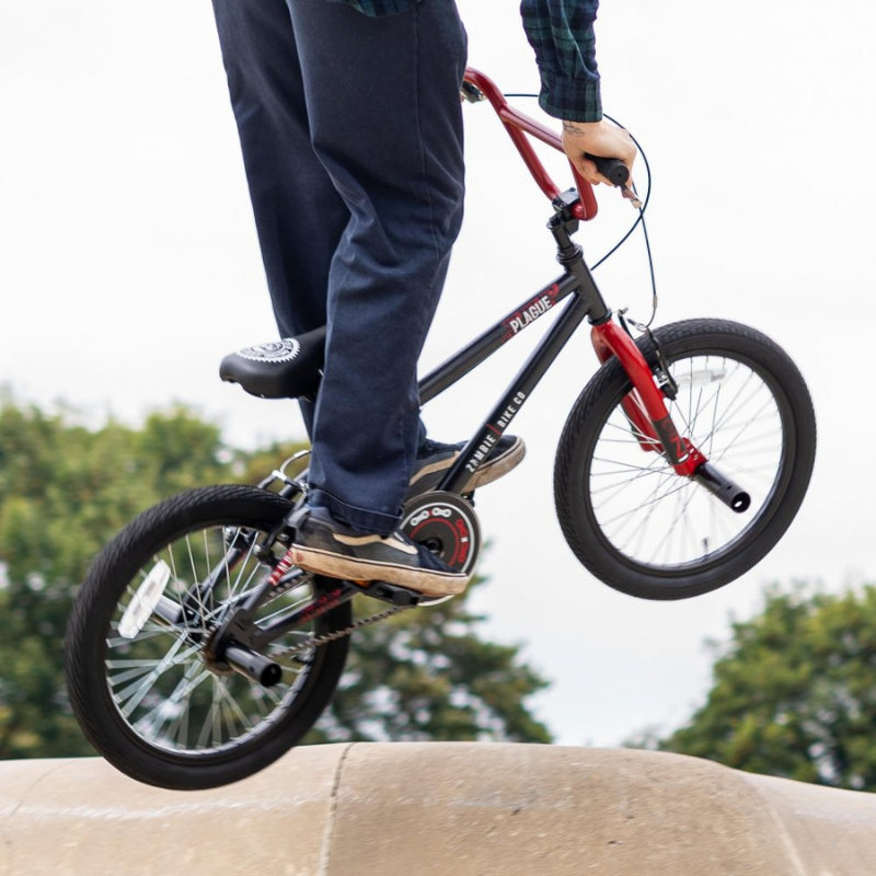 Zombie Plague 18” BMX Bike Black/Red – Junior Freestyle BMX with Pegs | UK