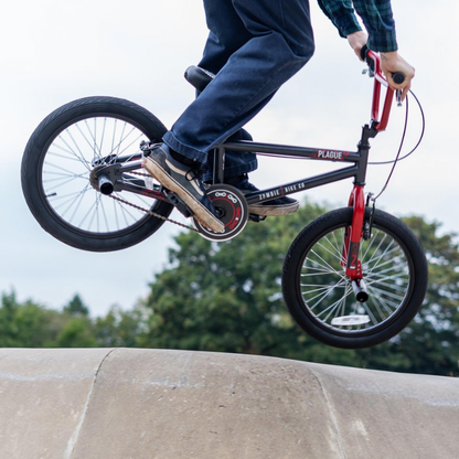 Zombie Plague 18” BMX Bike Black/Red – Junior Freestyle BMX with Pegs | UK