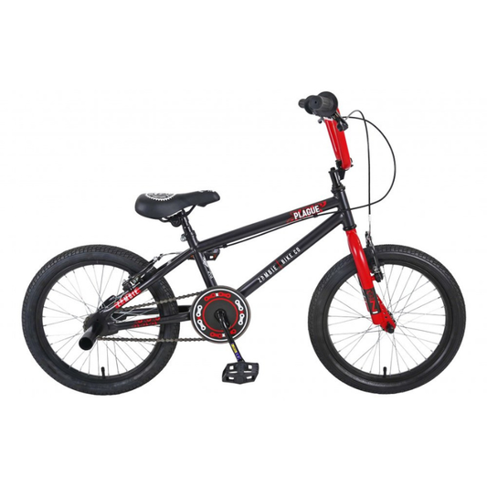 Black and red bicycle on a white background