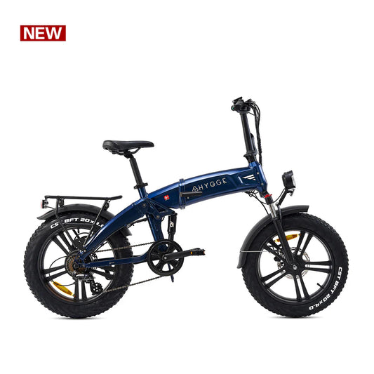 Hygge Sorø 250W Folding Fat Tyre Electric Bike – Full Suspension – Blue